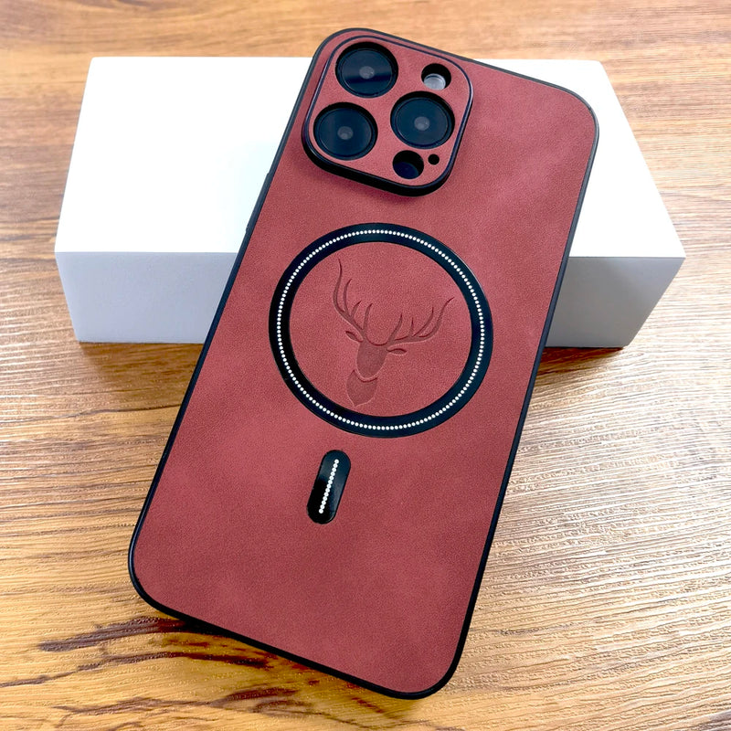 Capa Luxo PU Couro Deer para iPhone com Magsafe 