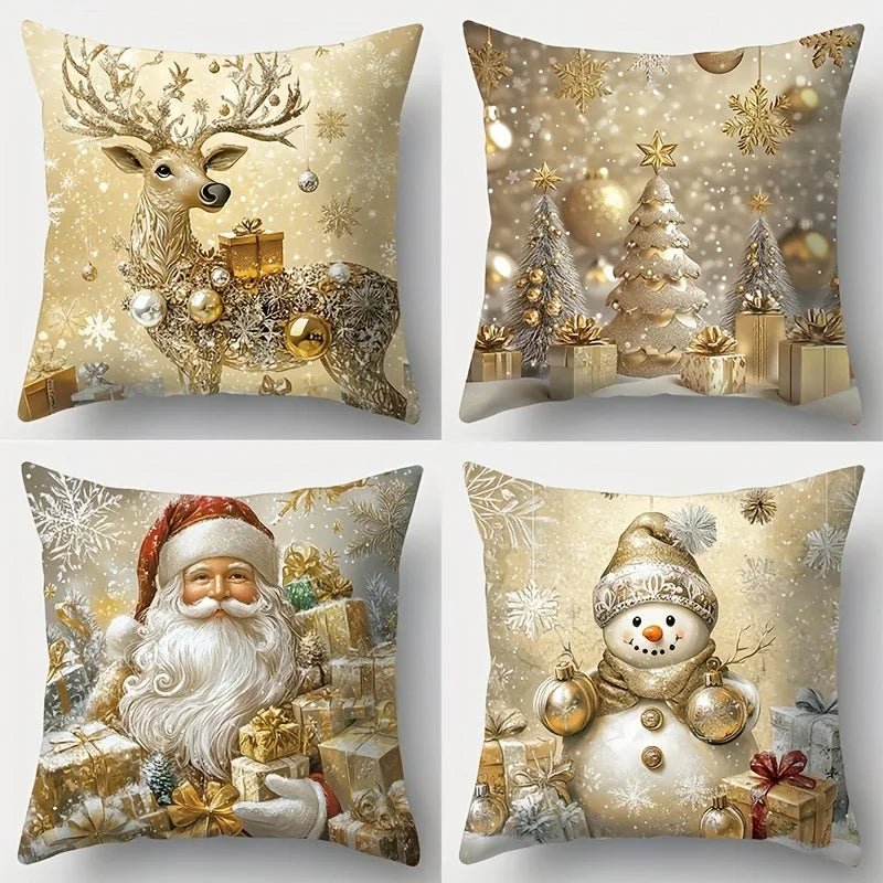 Capa de Almofada Santa Claus com Neve