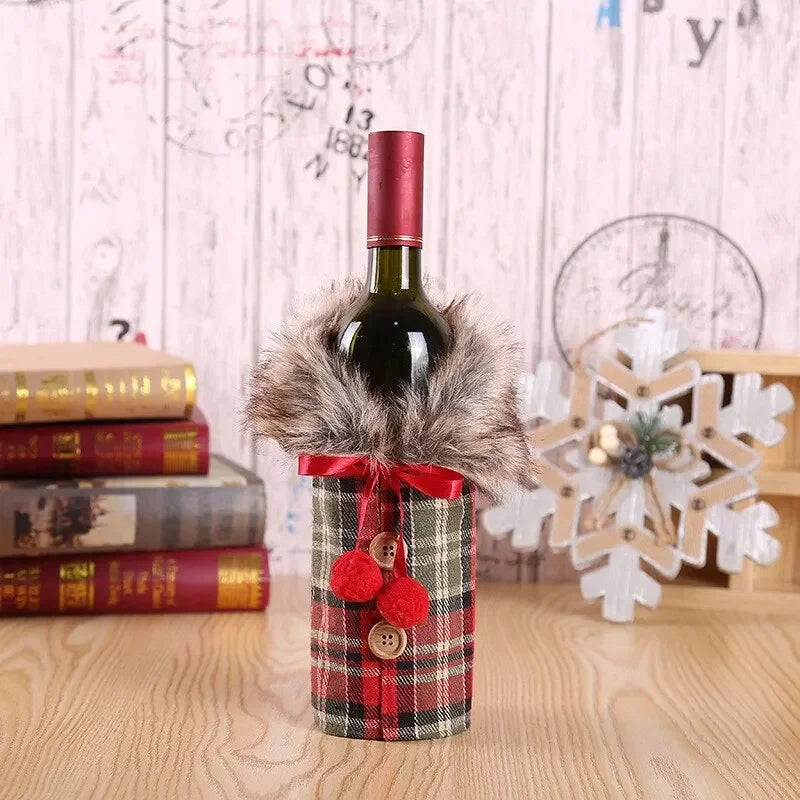 Capa de Decoração de Garrafa De Vinho De Natal